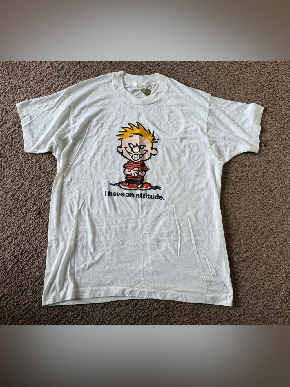 Vintage Calvin and Hobbes T Shirt Size XL  I have an Attitude Single Stitch 1990